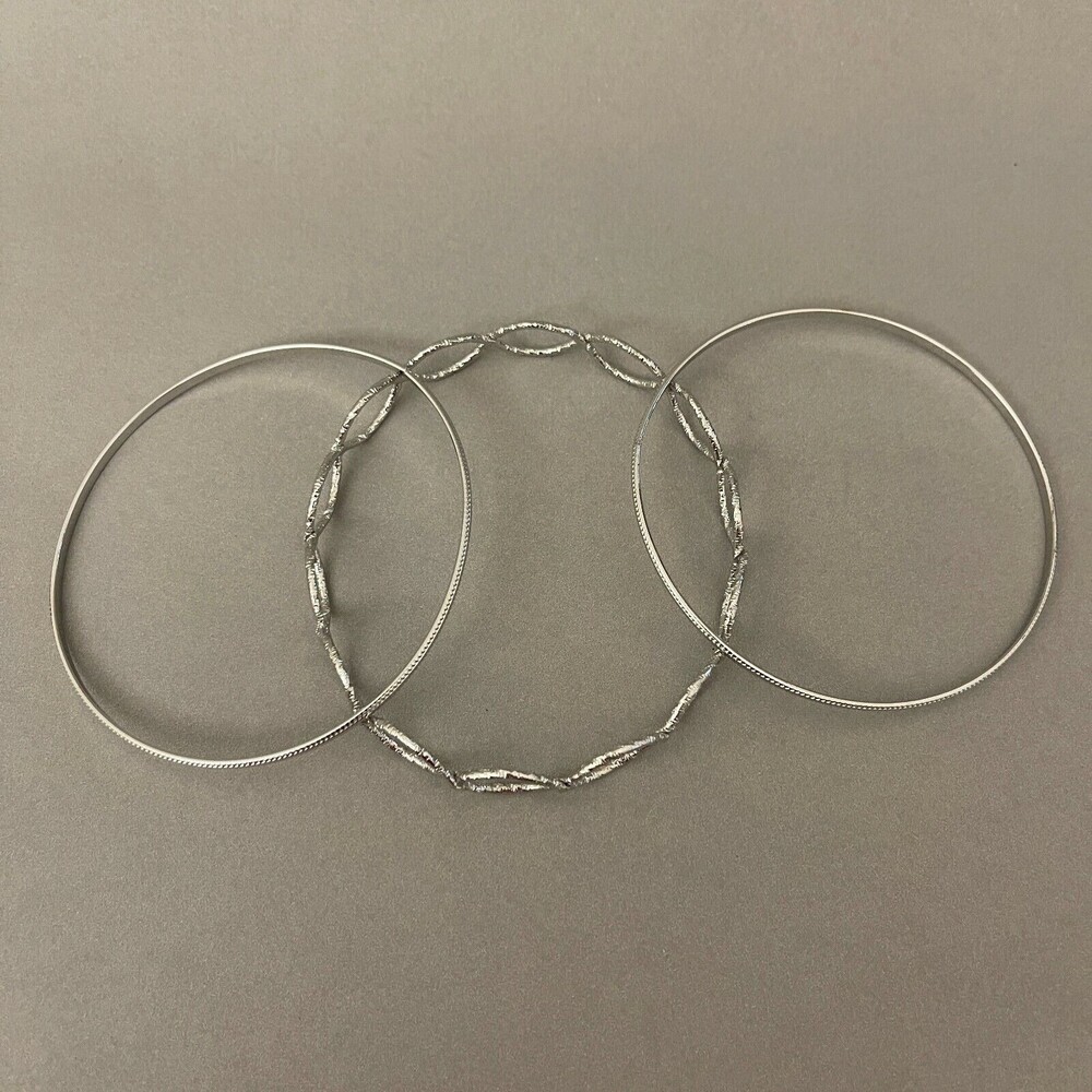 Silver-tone‎ Fashion Bangle Bracelets Lot of 3